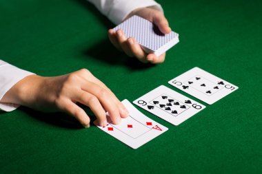 holdem dealer with playing cards clipart