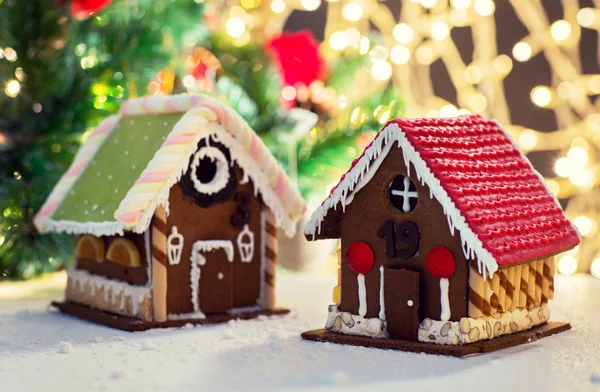 Closeup of beautiful gingerbread house at home — Stock Photo, Image