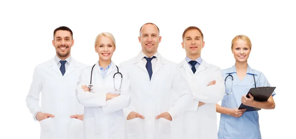 Group of doctors with stethoscopes and clipboard Stock Image