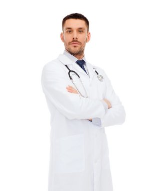 male doctor with stethoscope clipart