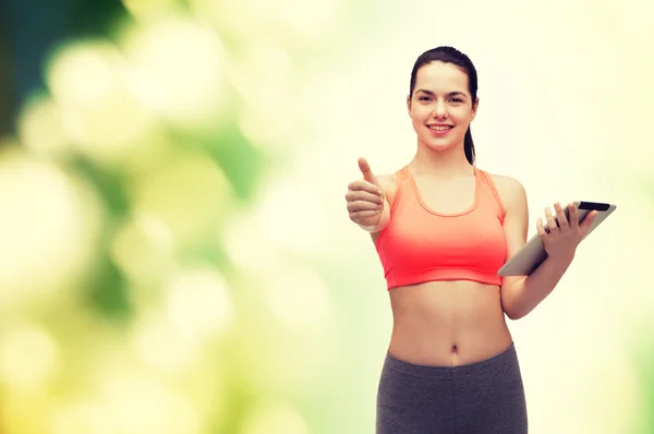 Sporty woman with tablet pc computer — Stock Photo, Image