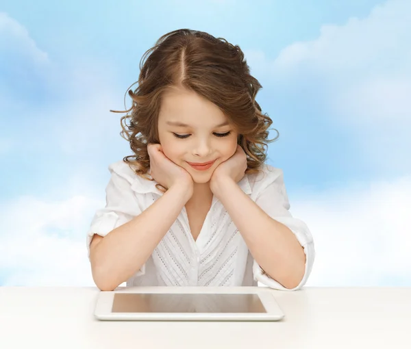 Happy smiling girl with tablet pc computer — Stock Photo, Image