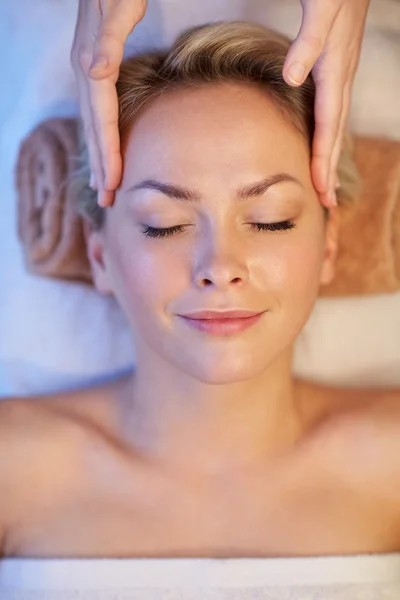 Close up of woman having face massage in spa Stock Image