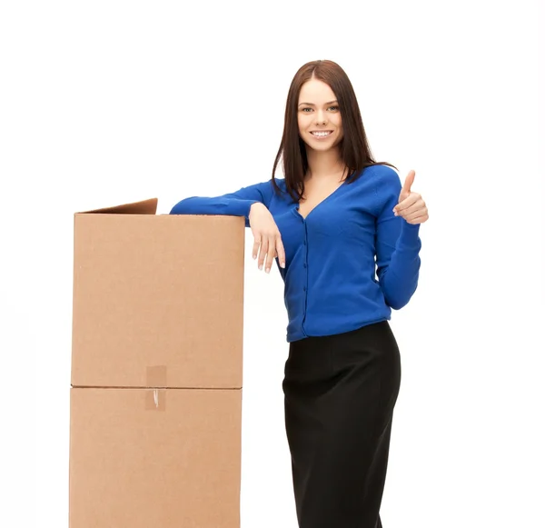Бізнес-леді з великими коробками — стокове фото