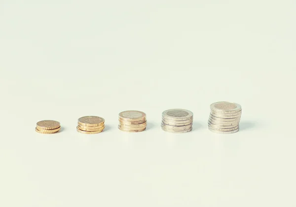 Stack of coins in one row — Stock Photo, Image