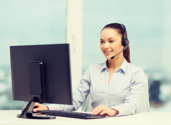 Friendly female helpline operator — Stock Photo, Image