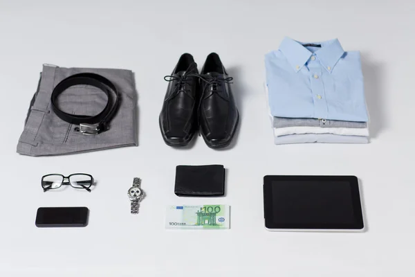 Close up of formal clothes and personal stuff — Stock Photo, Image