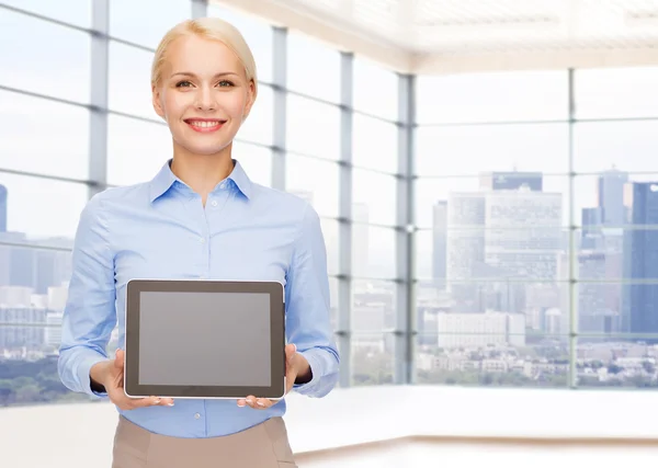 Smiling businesswoman or student with tablet pc — Stock Photo, Image