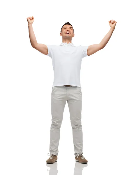 Happy man with raised hands — Stock Photo, Image