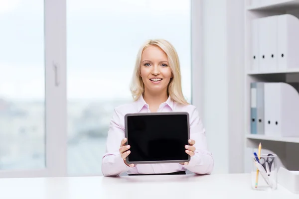 Smiling businesswoman or student with tablet pc — Stock Photo, Image