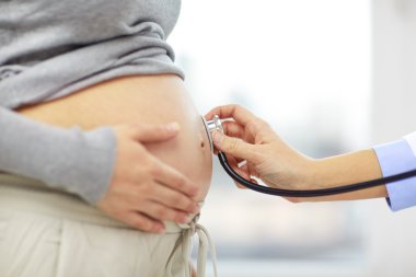 pregnant woman belly and doctor clipart