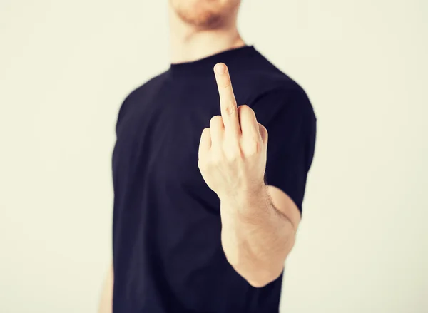 Man showing middle finger — Stock Photo, Image