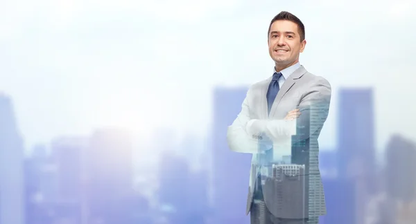 Happy smiling businessman in suit — Stock Photo, Image