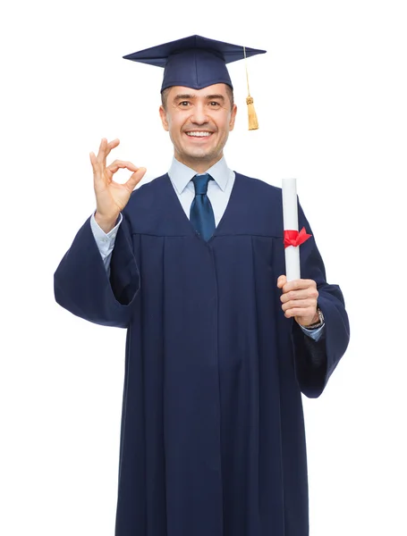 Adult student   with diploma — Stock Photo, Image