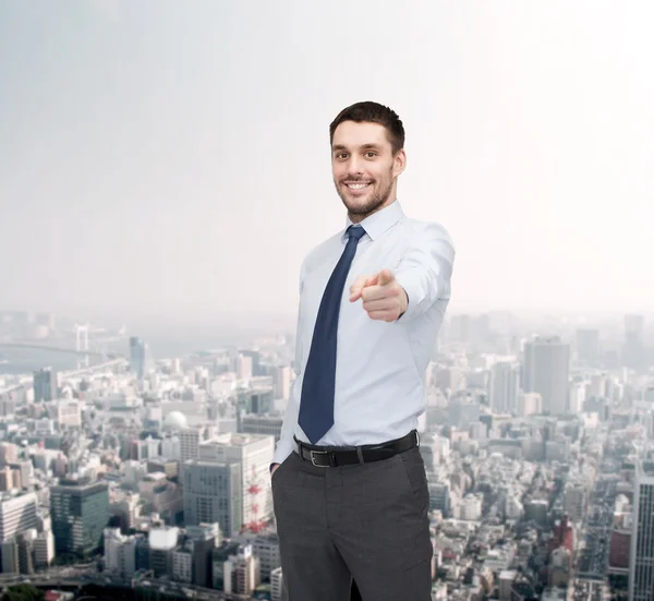 Handsome businessman pointing finger at you — Stock Photo, Image