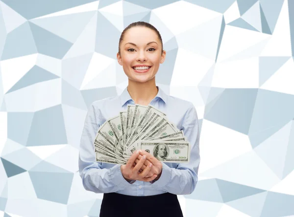 Jonge zakenvrouw met dollar contant geld — Stockfoto