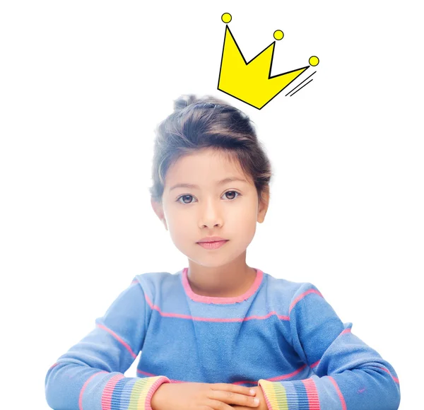 Little girl with crown doodle over head — Stock Photo, Image