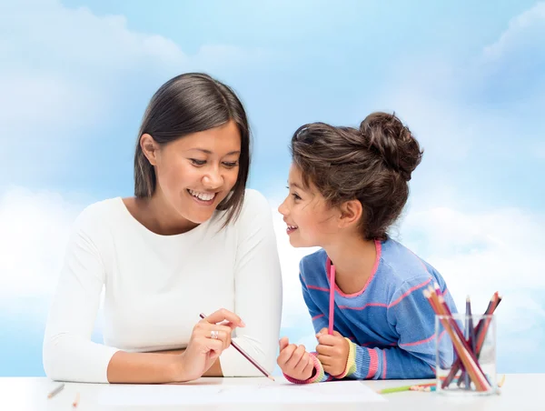 Mãe e filha desenho — Fotografia de Stock