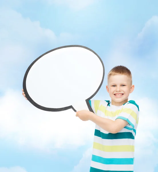 Niño sonriente con burbuja de texto en blanco — Foto de Stock