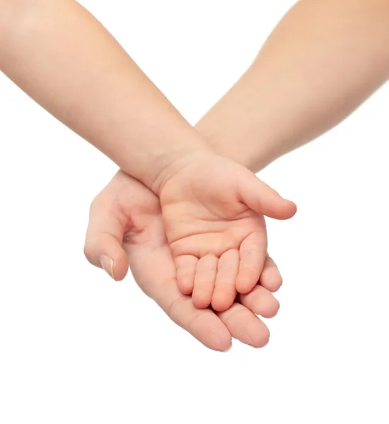 Nahaufnahme von Frau und Kind Hand in Hand — Stockfoto