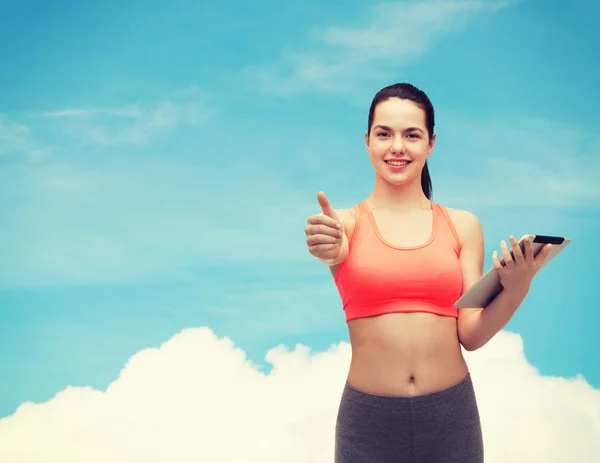 Mujer deportiva con tablet PC PC —  Fotos de Stock