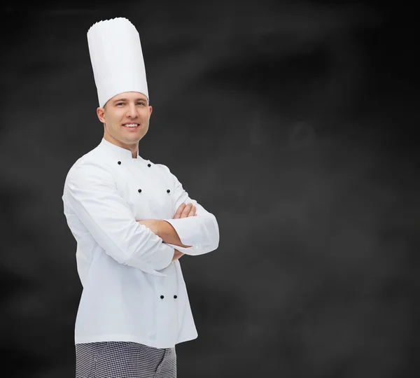 Felice cuoco maschio cuoco con le mani incrociate — Foto Stock
