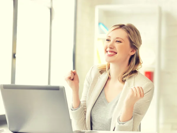 Woman with expression of tryumph — Stock Photo, Image