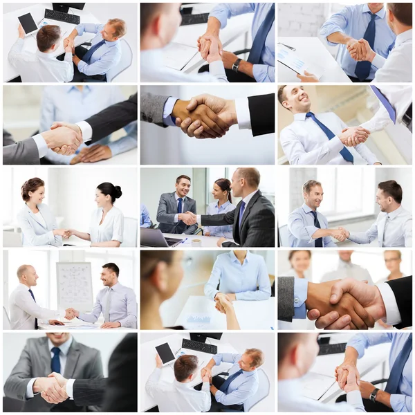 Collage met zakelijke handdruk — Stockfoto