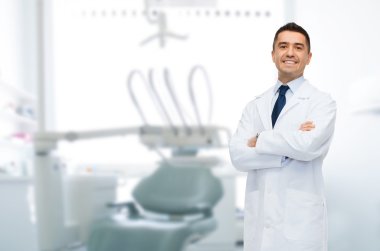smiling male middle aged dentist clipart