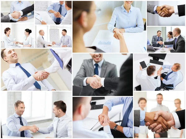 Collage with business handshake — Stock Photo, Image