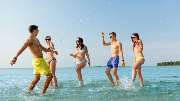 Amici felici divertirsi sulla spiaggia estiva — Foto Stock