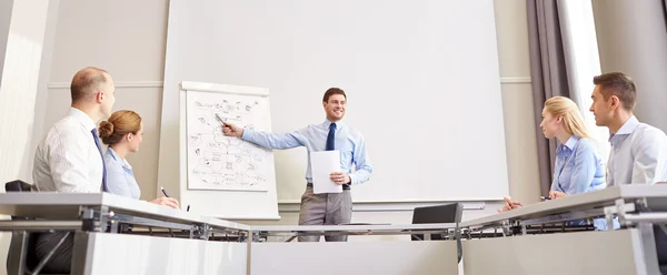 Groep van Glimlachende zakenmensen bijeenkomst in office — Stockfoto