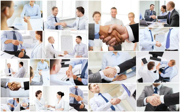 Collage met zakelijke handdruk — Stockfoto