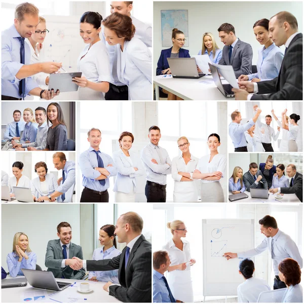 Collage avec de nombreux hommes d'affaires au bureau — Photo