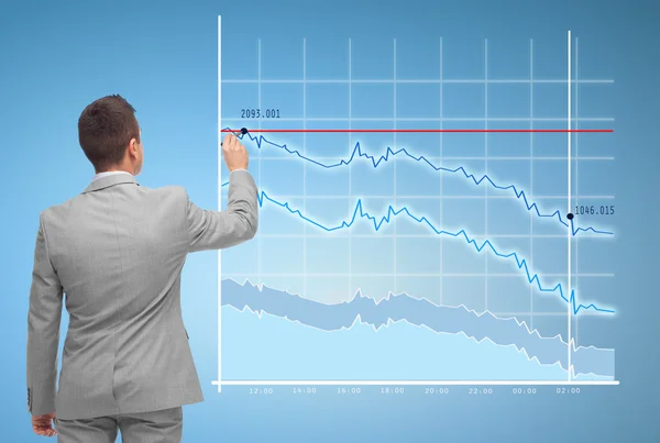 Affärsman ritning virtuella diagram — Stockfoto