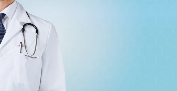 Close up of male doctor with stethoscope — Stock Photo, Image