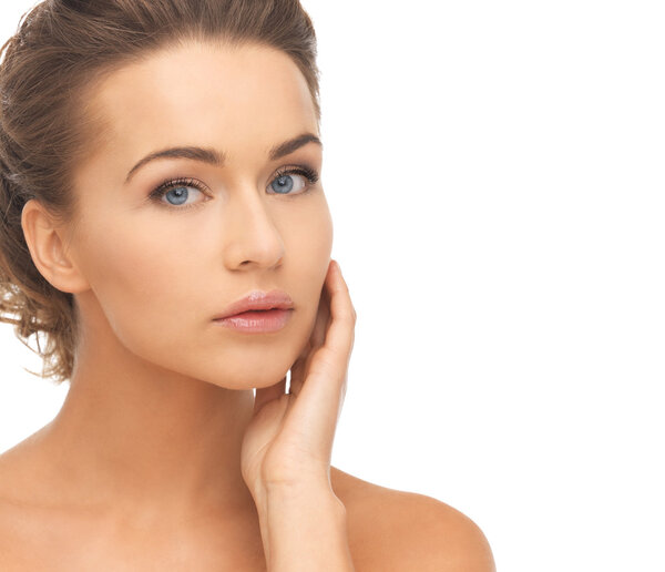Visage et les mains de belle femme — Photo