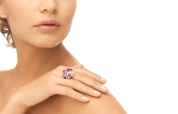 Woman with one cocktail ring — Stock Photo, Image