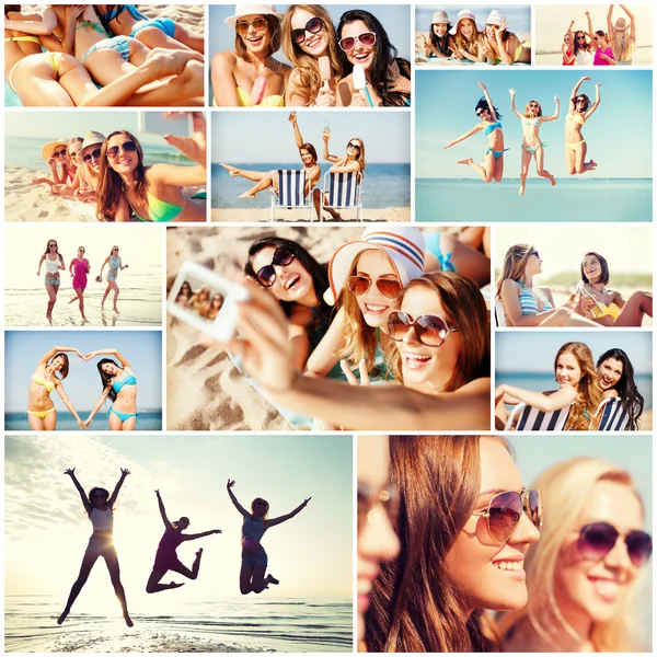 Meisjes plezier op het strand — Stockfoto