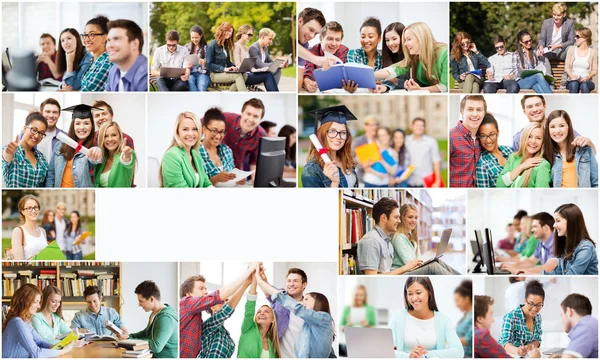 Collage con muchas fotos de estudiantes universitarios — Foto de Stock