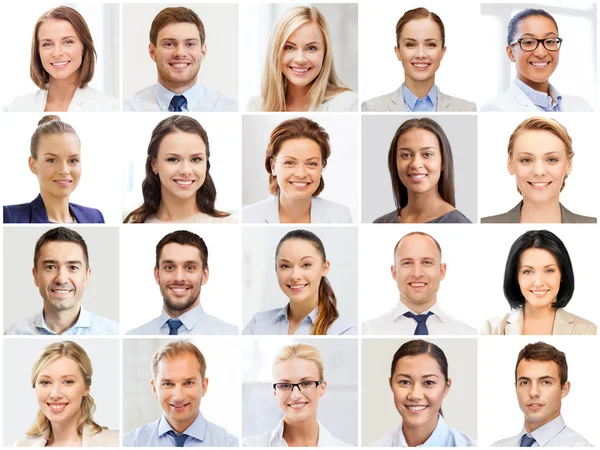 Collage con muchos retratos de gente de negocios —  Fotos de Stock