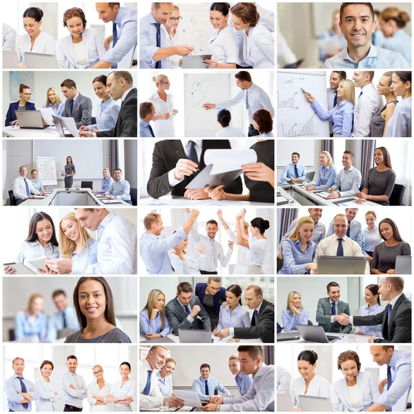 Collage con molti uomini d'affari in ufficio — Foto Stock