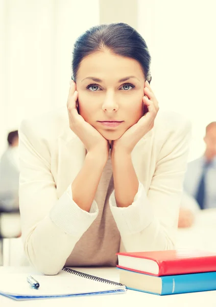 Stressed businesswoman in office — Stock Photo, Image