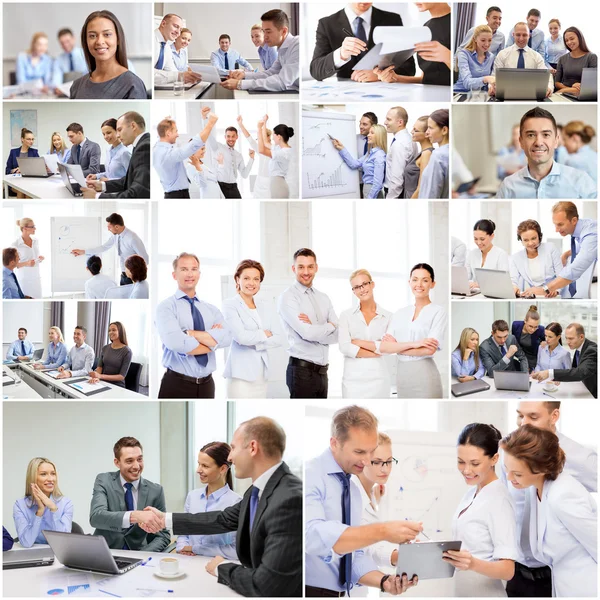 Collage avec de nombreux hommes d'affaires au bureau — Photo