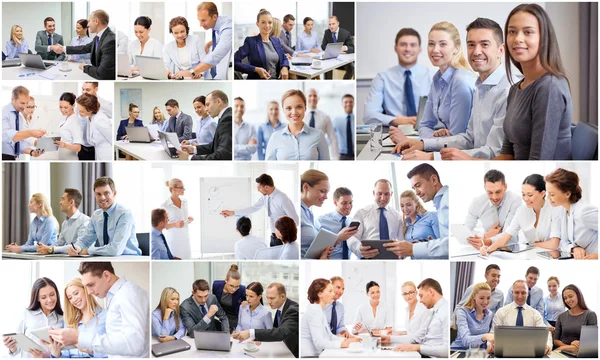 Collage with many business people in office — Stock Photo, Image