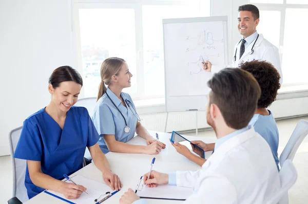 Groep van artsen op presentatie in ziekenhuis抽象的垃圾背景与文本或图像的空间 — Stockfoto