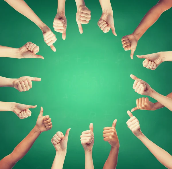 Human hands showing thumbs up in circle — Stock Photo, Image