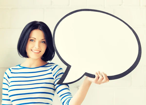 Smiling student with blank text bubble — Stock Photo, Image