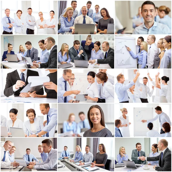 Collage with many business people in office — Stock Photo, Image