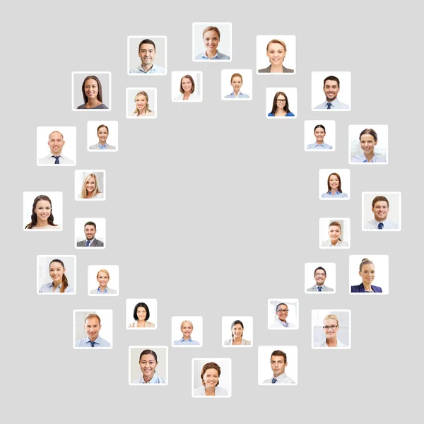 Many business people portraits in circle — Stock Photo, Image